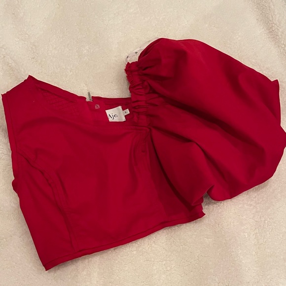 NWOT Aje Red Puff One Sleeve Top - Picture 3 of 13
